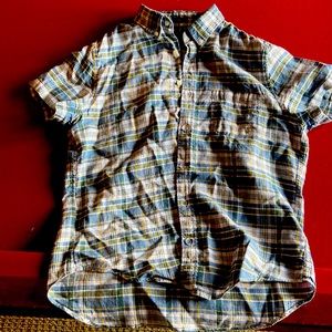 J.Crew Plaid linen/cotton shirt.  Slim size L.